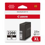 GENUINE Authentique GENUINO
MAXIFY Canon
2200 BK XL
Canon 2200X BK PUSH PGI-2200XL Black
2.5x MORE PRINTS PLUS DE PAGES IMPRIMÉES* XL