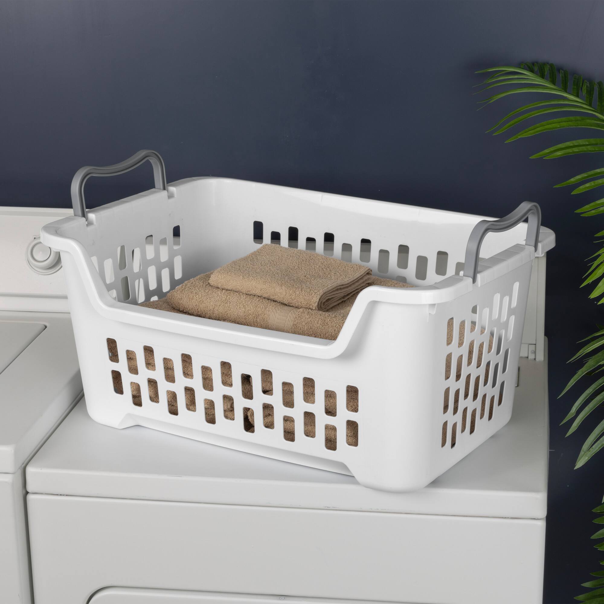 Alt View 4. Sterilite - Sterilite Stacking Laundry Basket, 2 Bushel Hamper with Handles, White, 12 Pack - White.