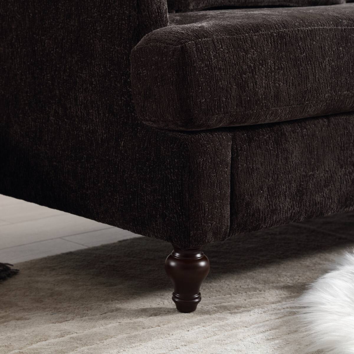 Alt View 10. Ropilly - Ropilly Mid Century Modern Loveseat, Chenille Loveseat Sofa, 2 Seat Upholstered Loveseat in Black - Black.
