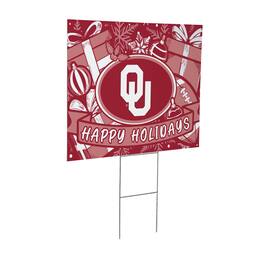 Evergreen Enterprises - Oklahoma Sooners 24" x 18" Happy Holidays Christmas Outdoor Staked Yard Sign - Multicolor