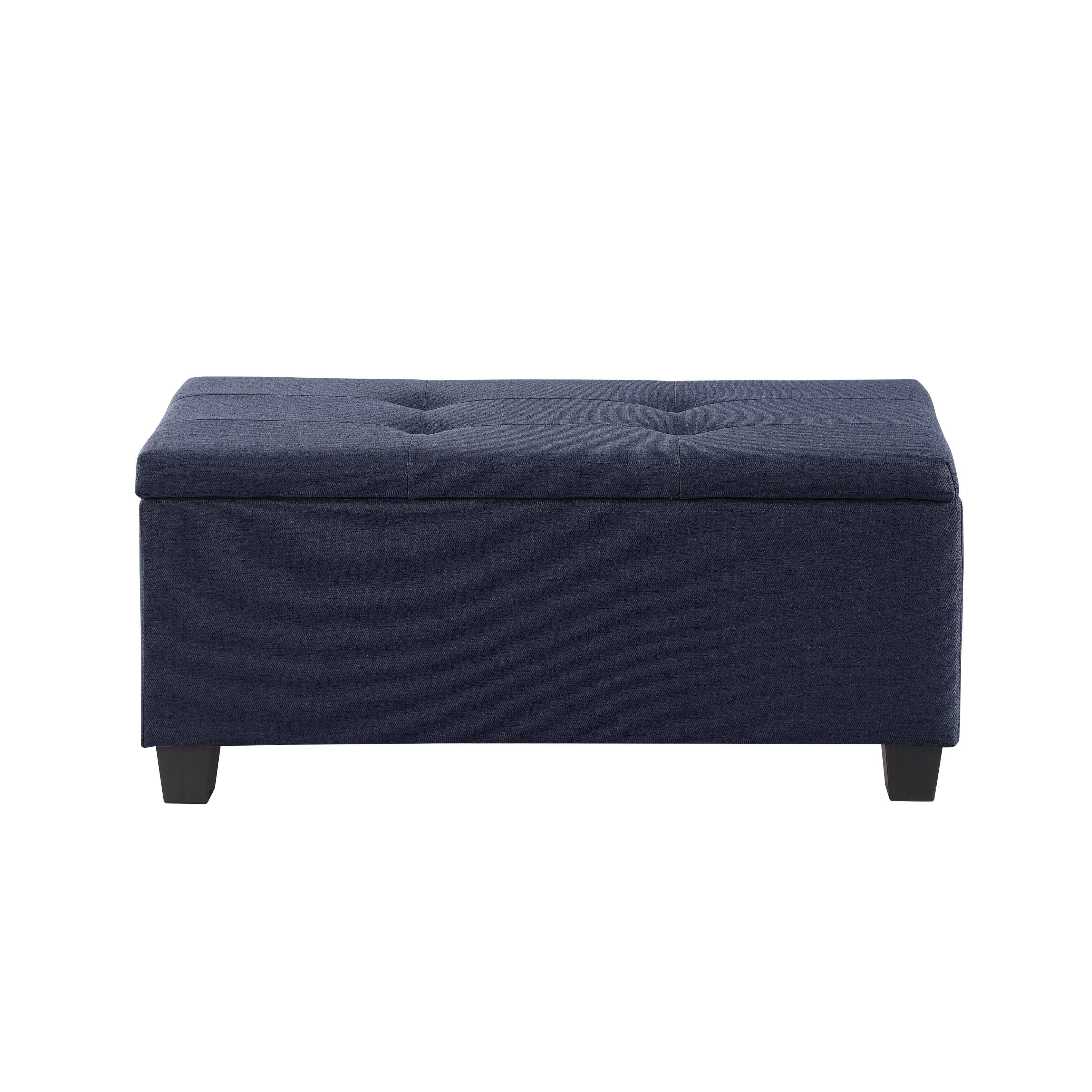 Alt View 4. Ropilly - Ropilly Three in One Storage Ottoman Bench Set Tufted Linen Entryway Bench - Blue.