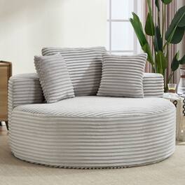 Boyel Living - Gray Round Sectional Sofa Couches Bed with Memory Foam and three pillows for Living Room - Gray