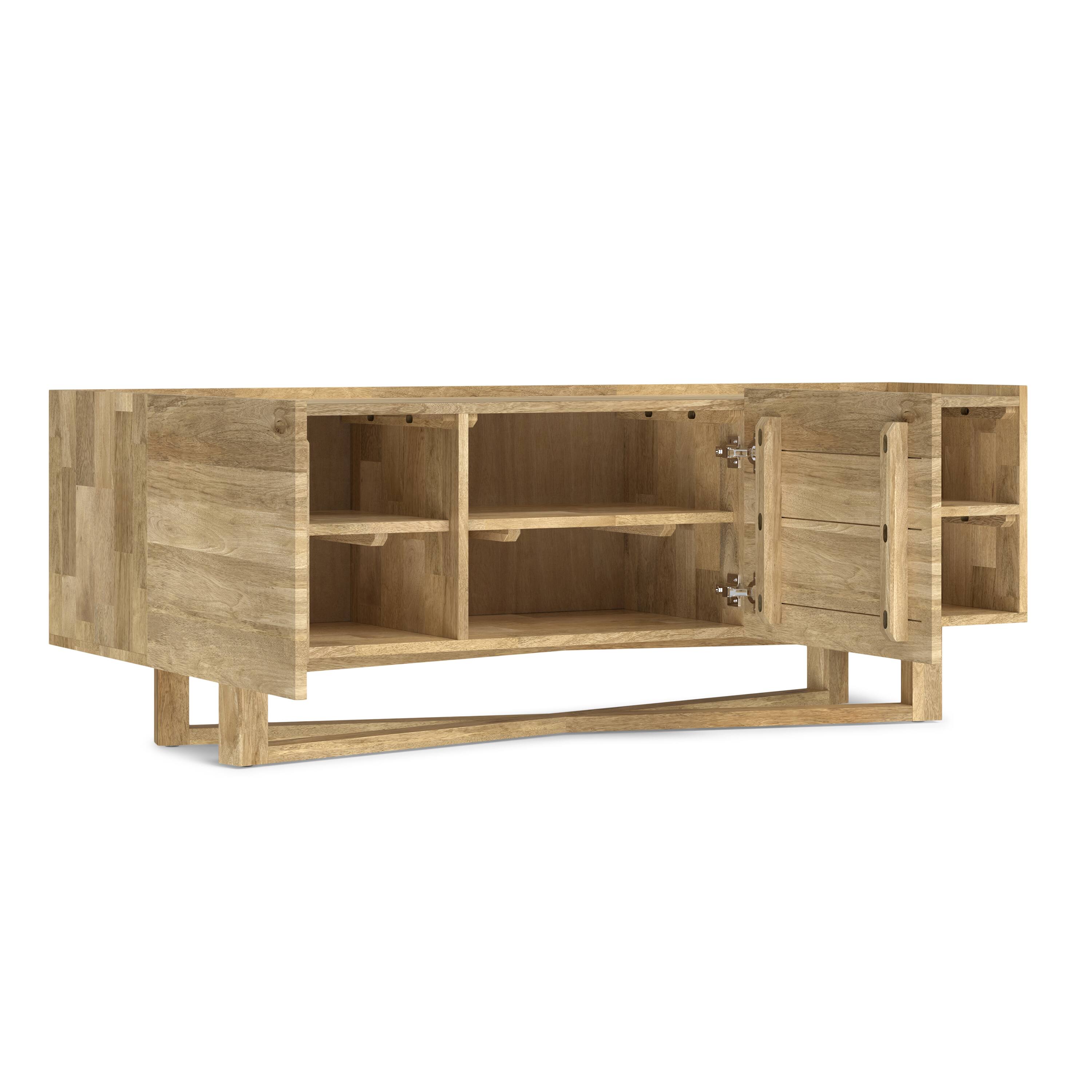 Angle. Simpli Home - Harrow SOLID MANGO WOOD 60 inch Wide Contemporary Modern TV Media Stand - Natural.