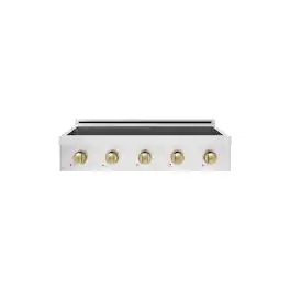 ZLINE - Autograph 36 in. Paramount Built-in Electric Induction Rangetop with 5 Elements and Champagne Accents - Stainless Steel