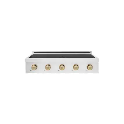 Front. ZLINE - Autograph 36 in. Paramount Built-in Electric Induction Rangetop with 5 Elements in Stainless Steel and Champagne Accents - Stainless Steel.