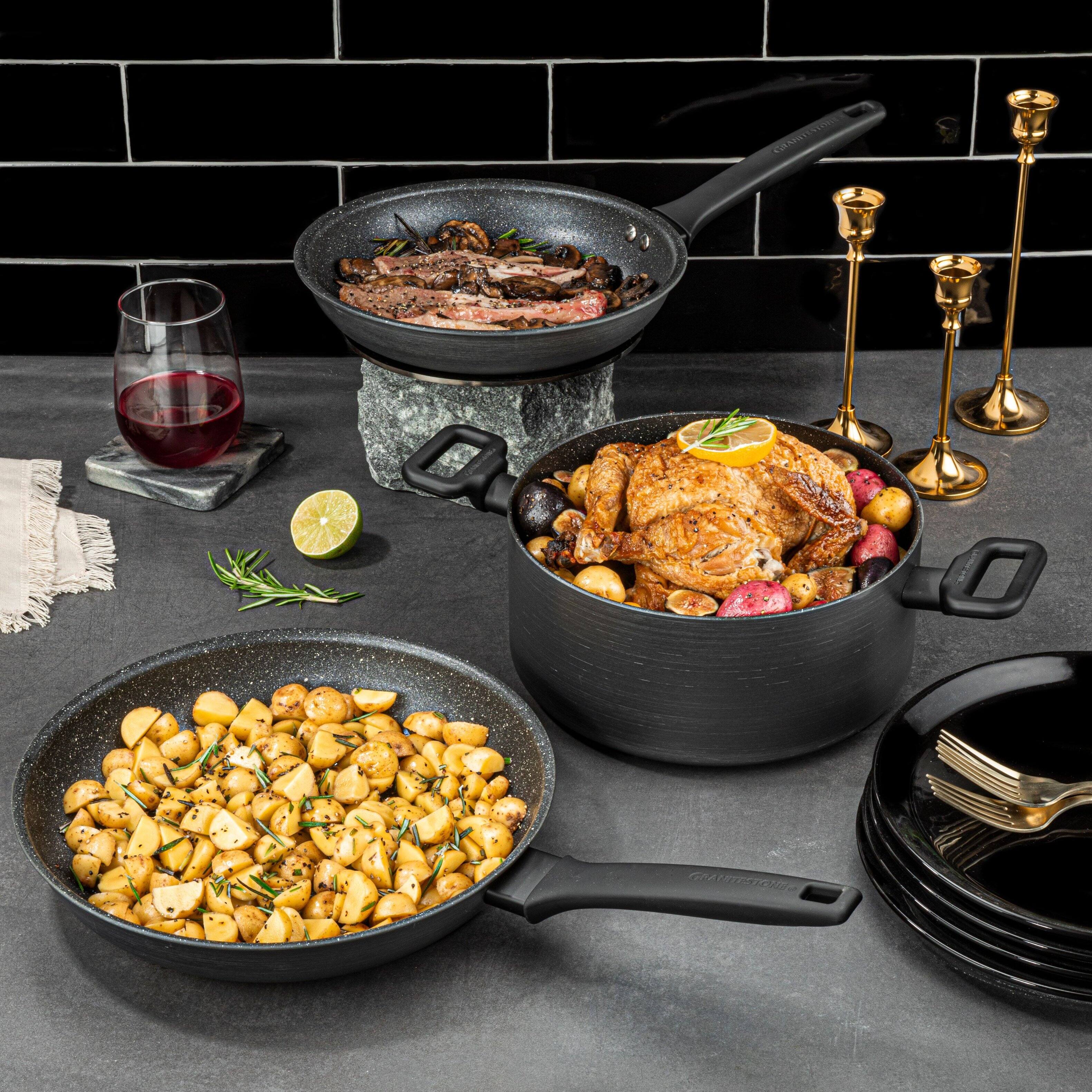 Alt View 2. Granitestone - Granitestone Pro Premier Hard Anodized 10 Piece Nonstick Cookware Set - Black.