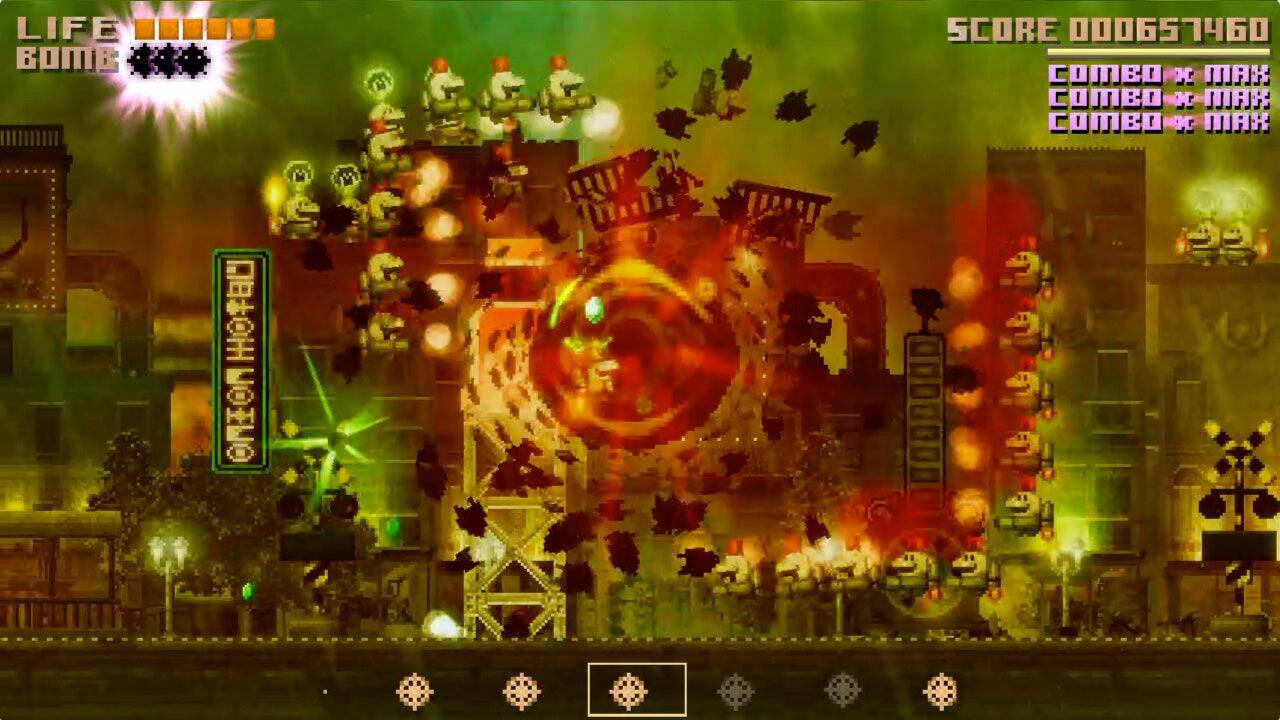 LIFE BOMB  
SCORE 000657460  
COMBO x MAX  
COMBO x MAX  
COMBO x MAX