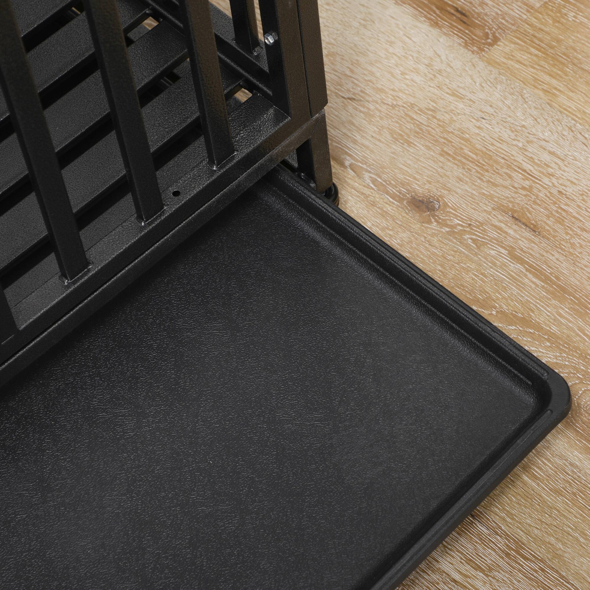 Alt View 4. Pawhut - Heavy Duty Metal Dog Crate Kennel & Cage Playpen, with Lockable Wheels, Anti-Pinching Floor, 41" x 29.5" x 35".