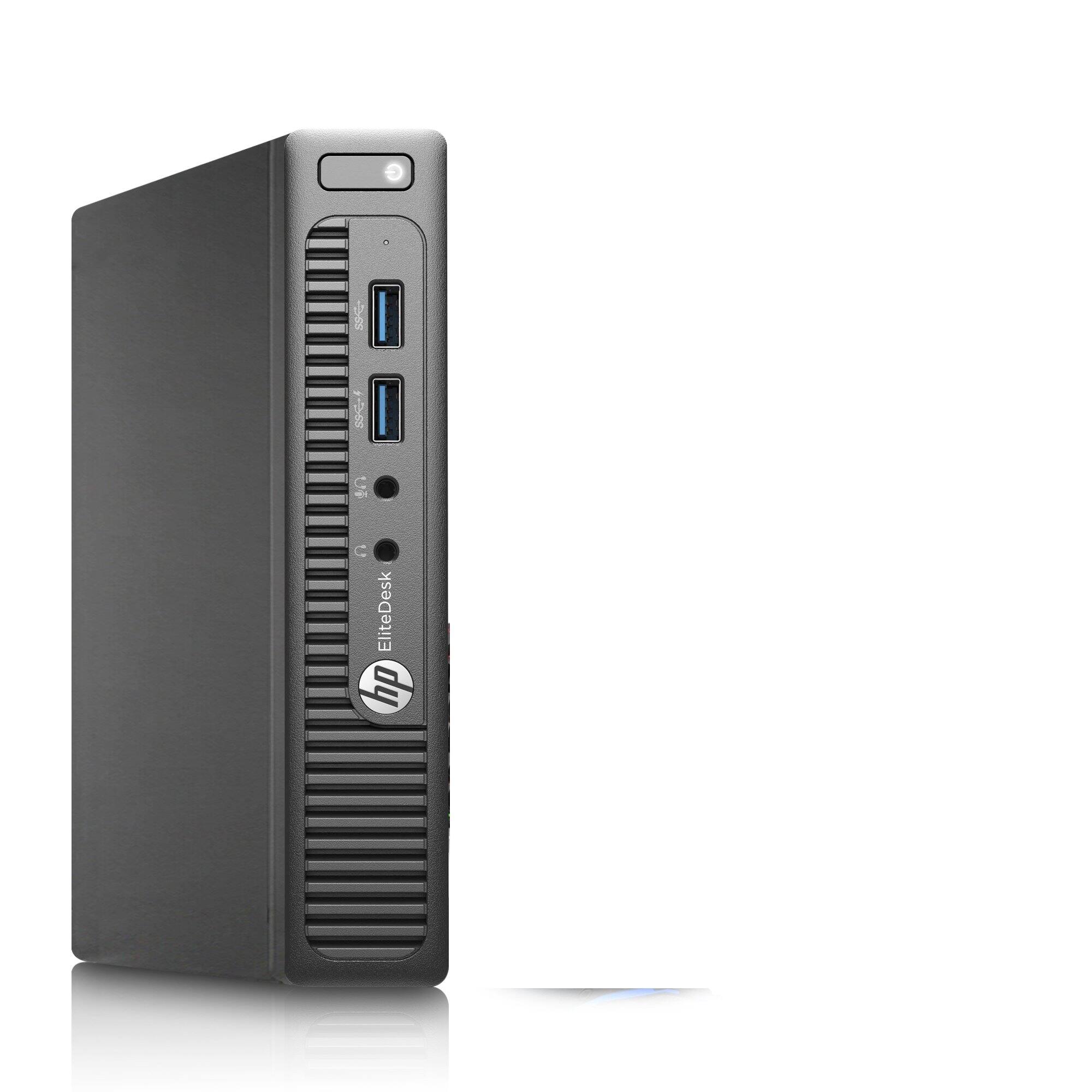 Left. HP - 705 G3 Micro Computer PC AMD Pro A10 | 8GB RAM | 256GB SSD | Wireless KB & M | Wi-Fi | Windows 11 Pro - Black.