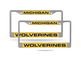 Rico Industries - Michigan Wolverines Chrome Metal Laser Cut License Plate Frame - Set of 2 Frames - Multi