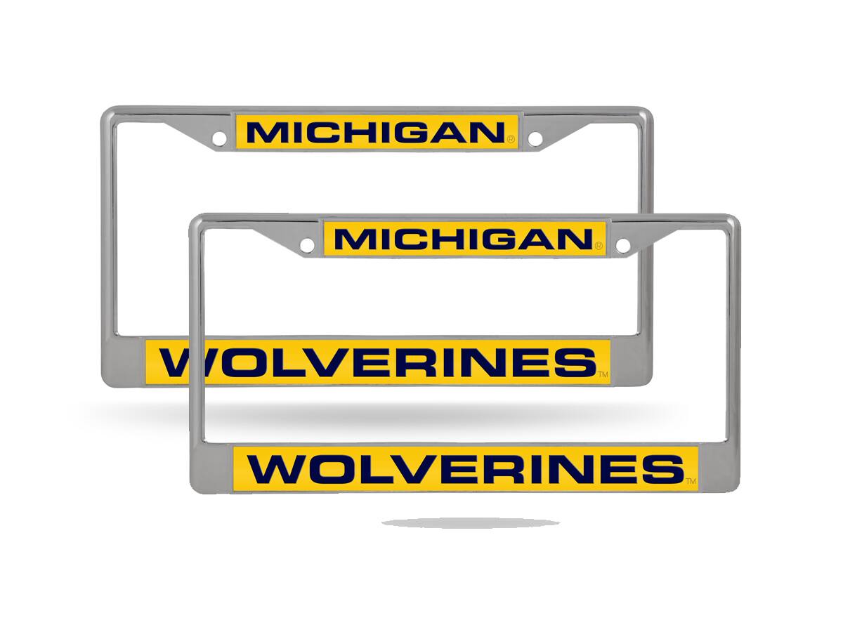 Michigan Wolverines Chrome Metal Laser License Plate Frame - Set of Two Frames