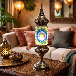 FC Design - 19"H Bronze Base Mosaic Tower Turkish Lamp