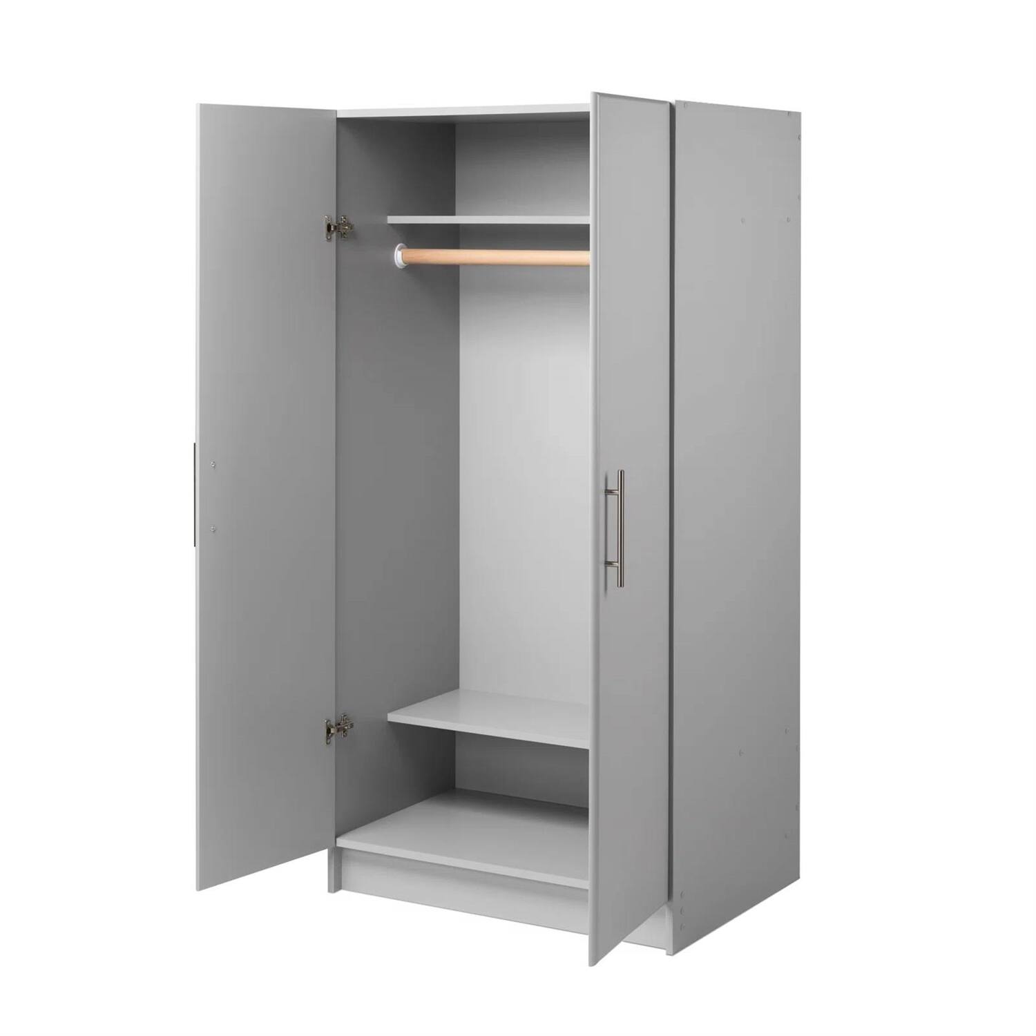 Left. Hivvago - Bedroom Armoire Wardrobe Cabinet with Hanging Rail in Light Grey Wood Finish - Light Grey.