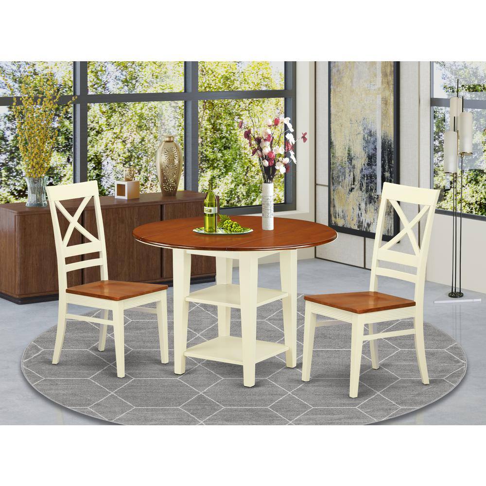 Back. East West Furniture - Dining Room Set Buttermilk & Cherry - Brown.
