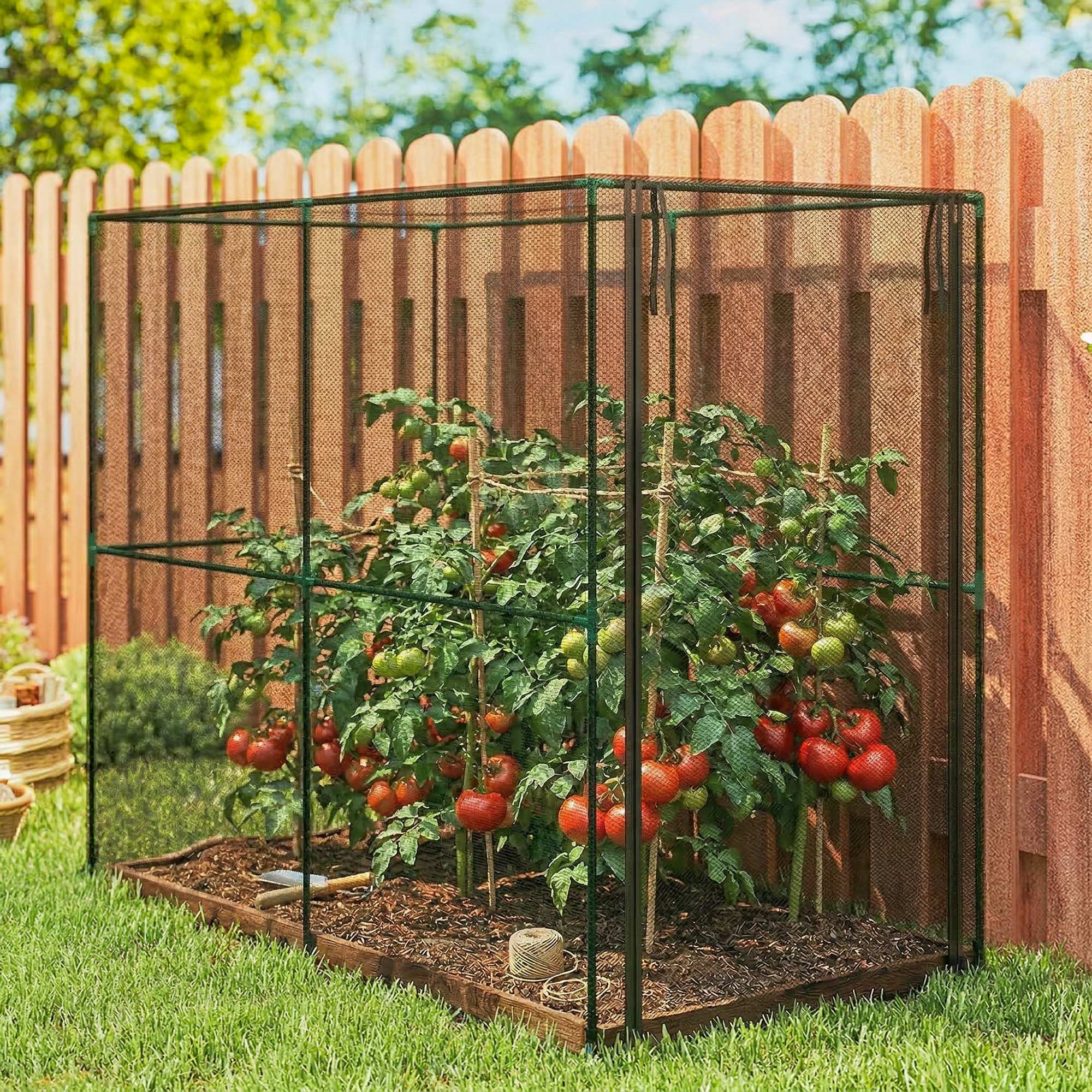 Alt View 8. Outsunny - Cage, Plant Protection Tent with Zippered Door - Black.