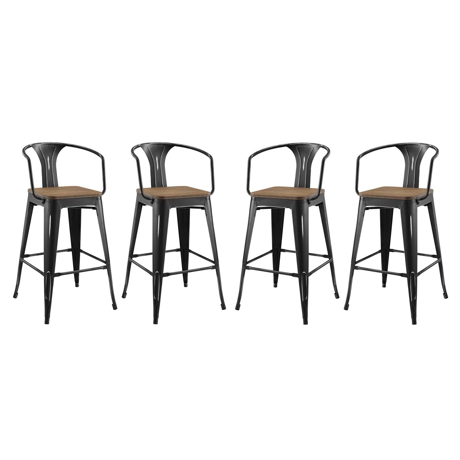 Angle. Modway - Promenade Bar Stool Set of 4 by Modway - Black.