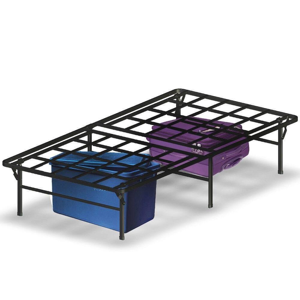 Angle. Hivvago - Twin XL Heavy Duty Foldable Metal Platform Bed Frame - Black.
