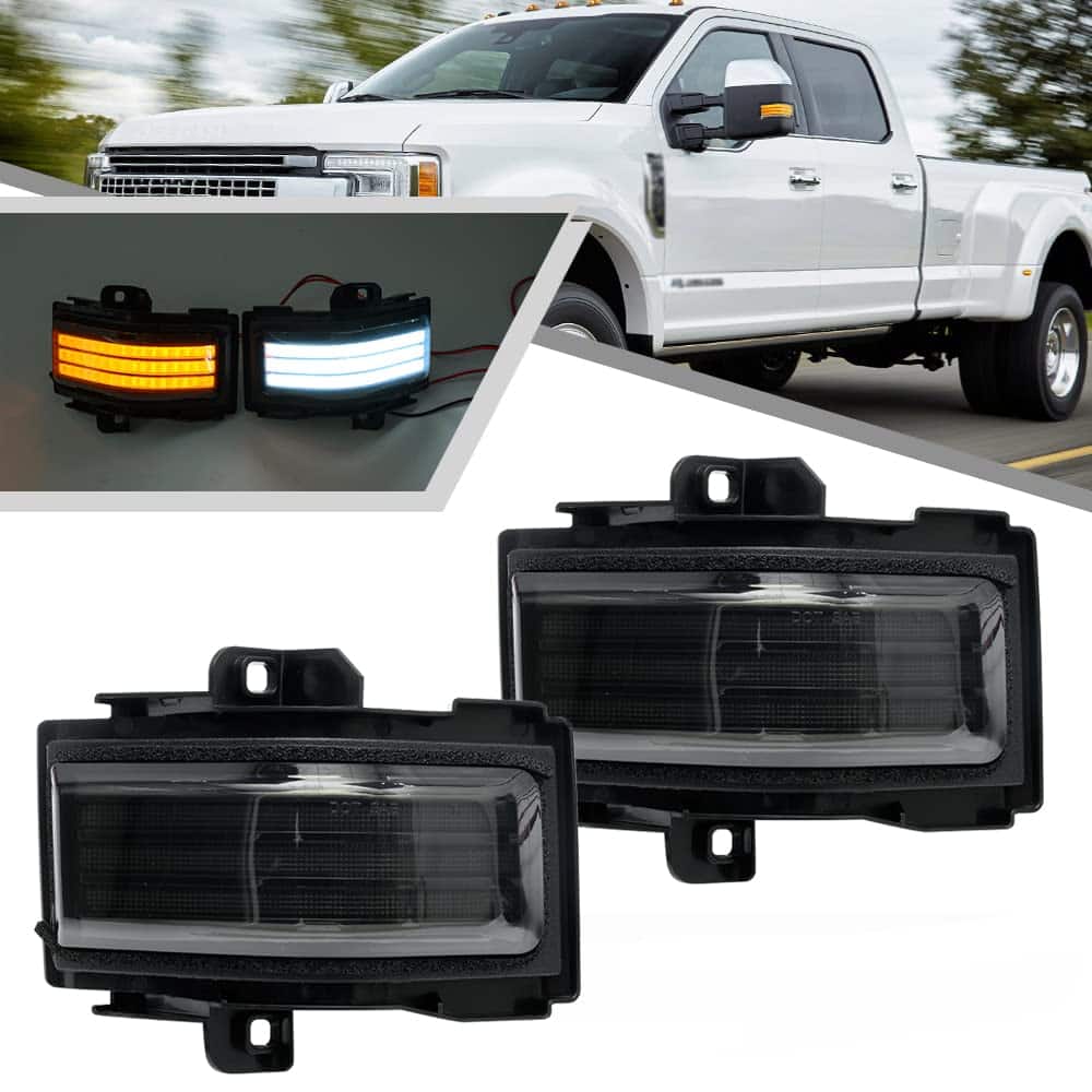 COTTAGE - pcs sequential led side mirror marker light ford super duty dynamic blinker turn signal white driving running - Smoked Lens