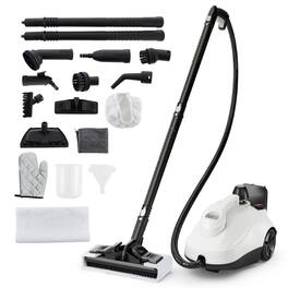 Ecooso - 1800W Multipurpose Steam Cleaner, 61oz Large Tank, Portable Household Steamer for Floors, Tile, Grout & Upholstery - White