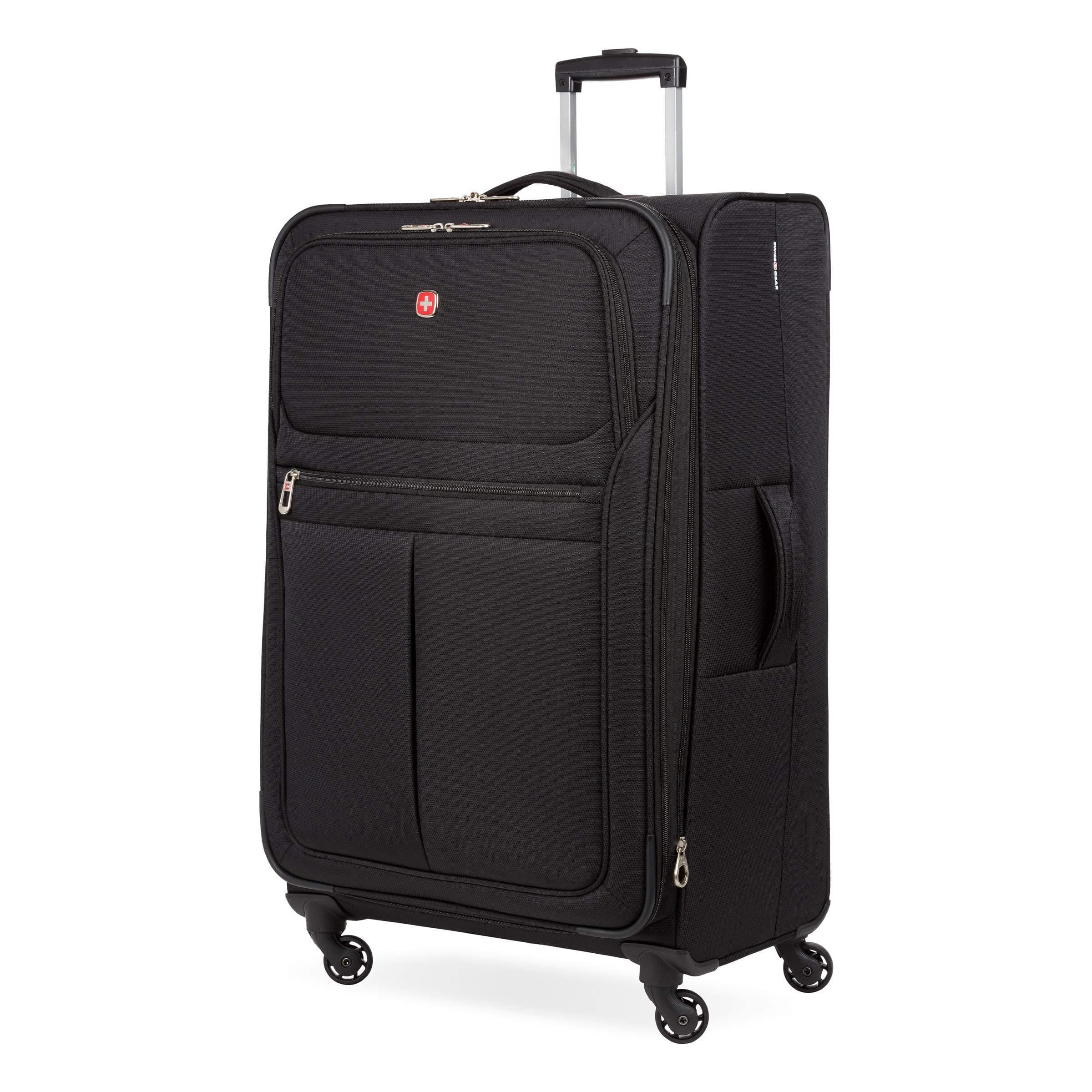 Dapper Styles - 4010 Softside Luggage degree spinner maneuverablity propped wheels - Black-Carry-On 18-Inch