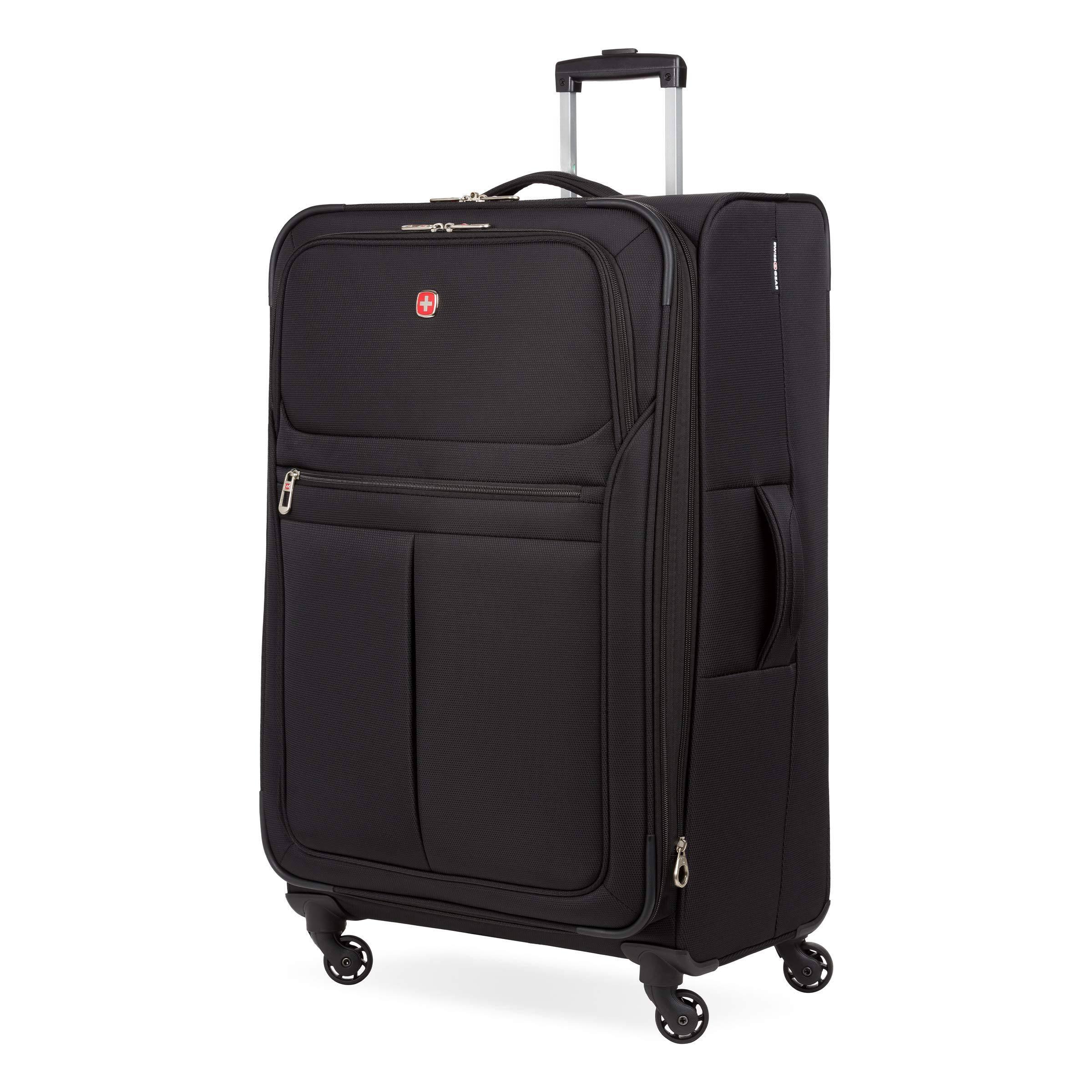 Dapper Styles - 4010 Softside Luggage degree spinner maneuverablity propped wheels - Black-Carry-On 18-Inch