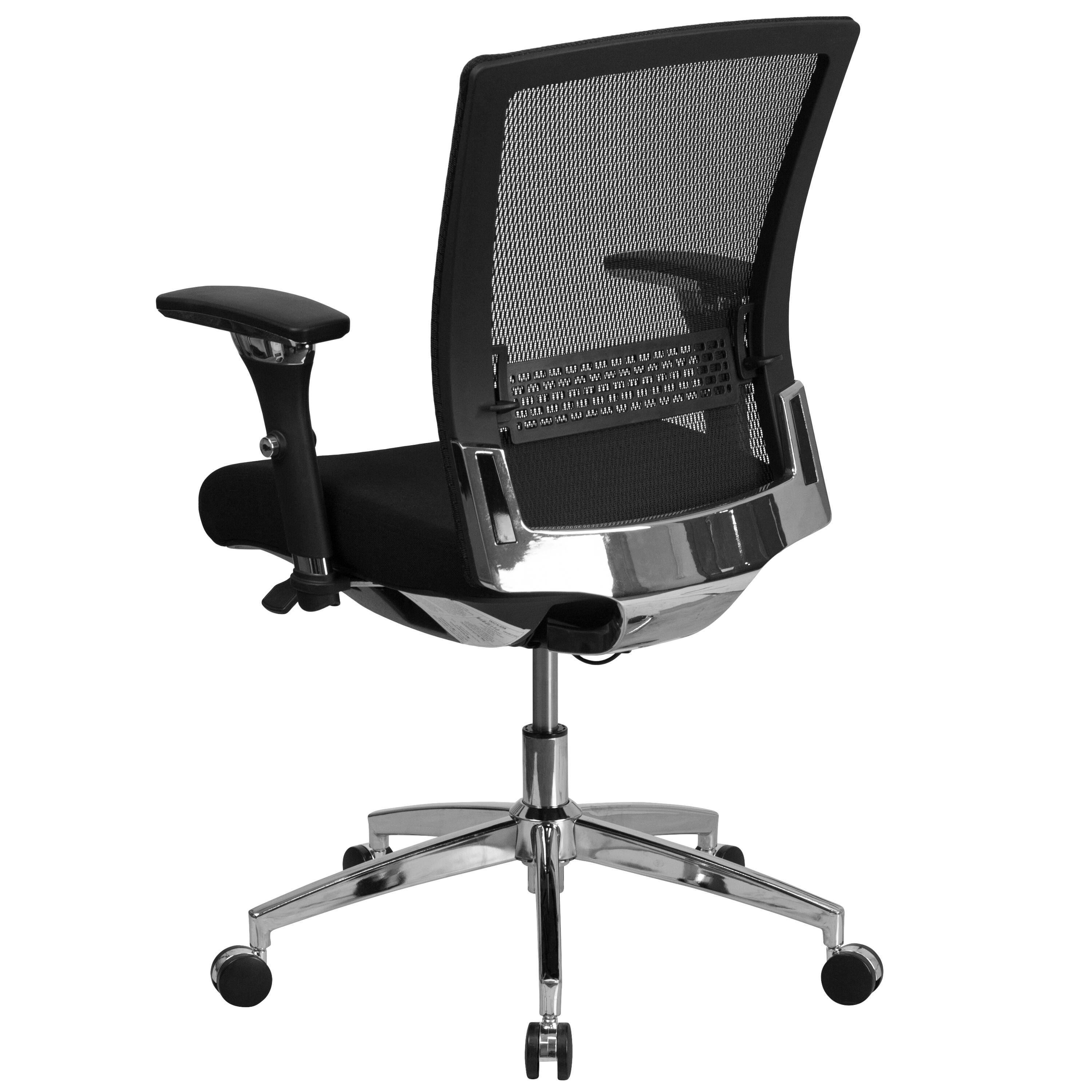 Alt View 2. Emma + Oliver - 24/7 300 lb. Rated Seat Slider Ergonomic Office Chair with Adjustable Lumbar - Black Mesh & Fabric.