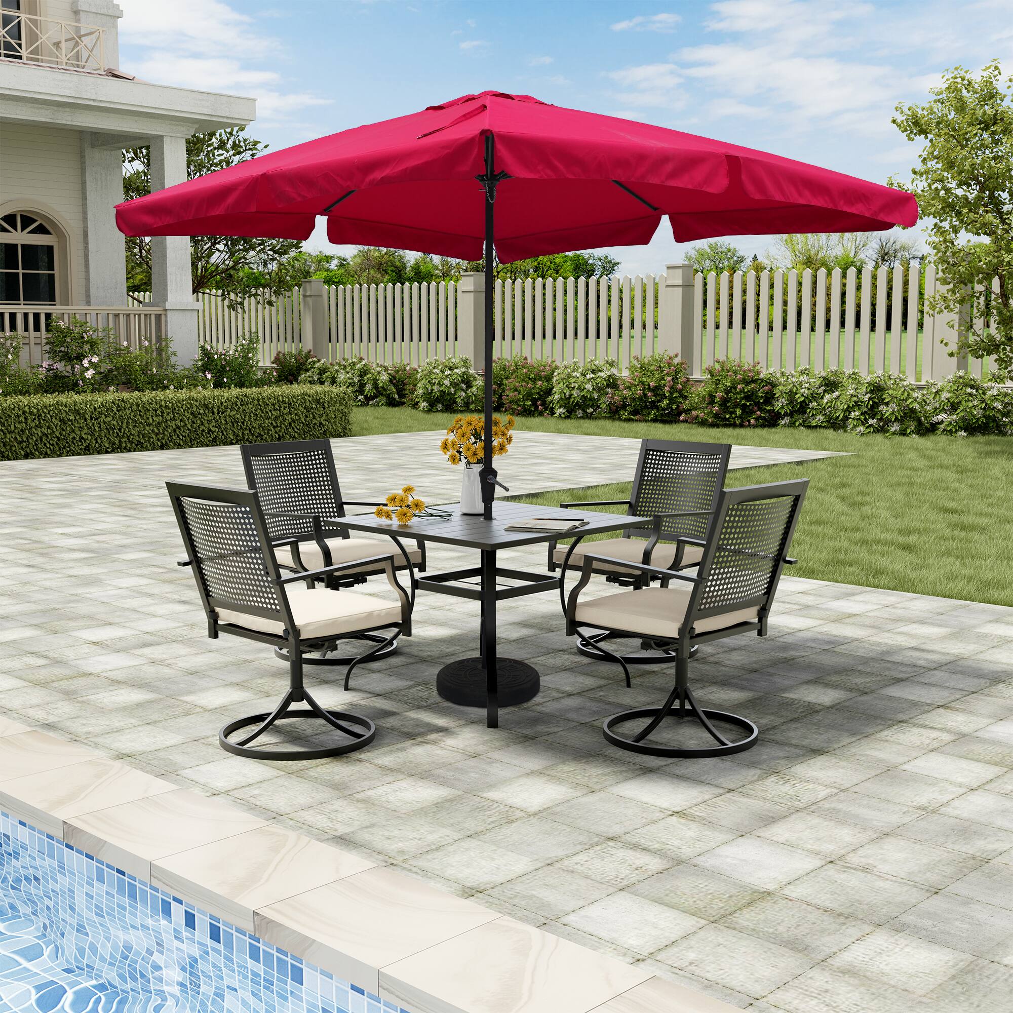 Alt View 4. Boyel Living - 10' x 8' Patio Square Market Umbrella with Skirted Canopy.