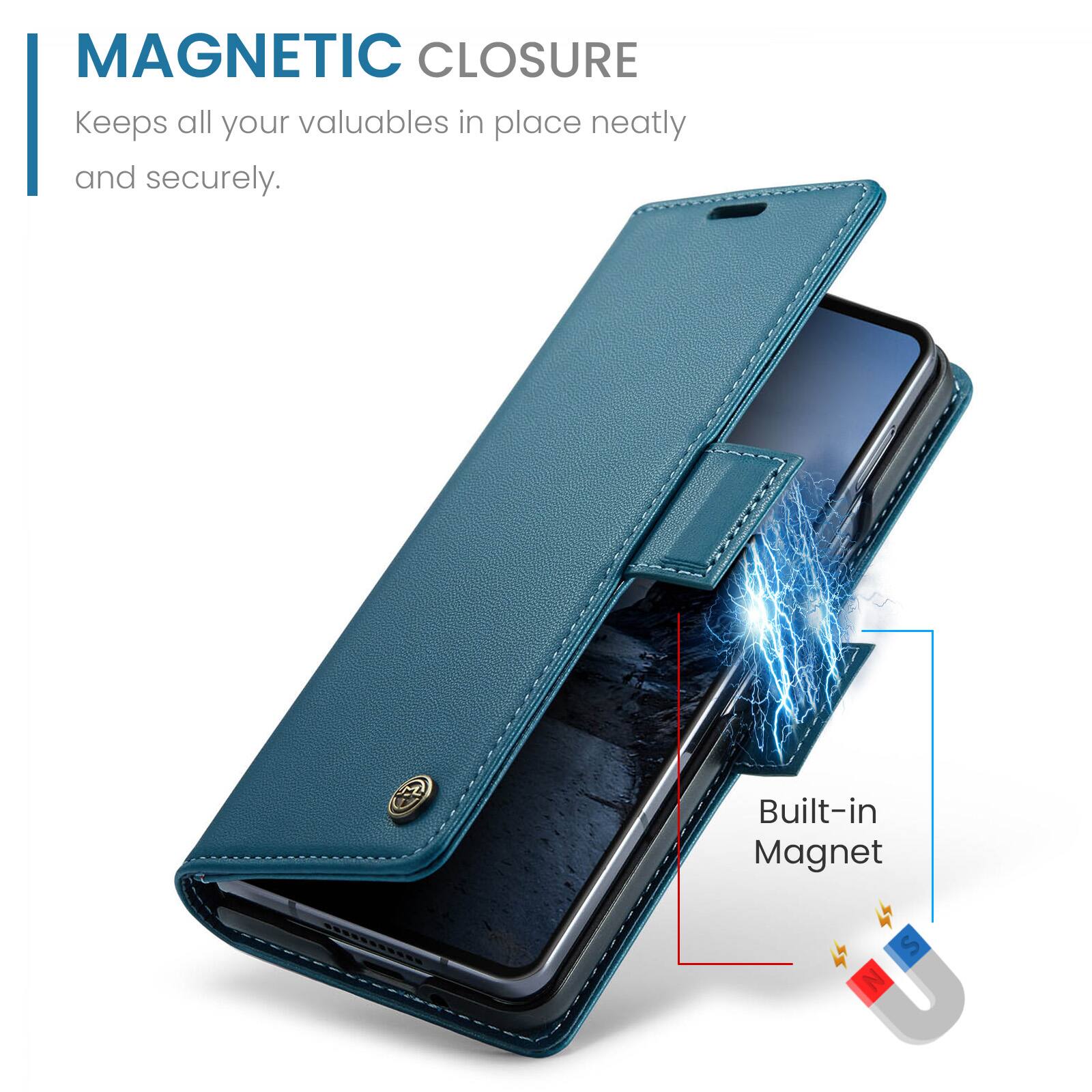 MAGNETIC CLOSURE  
Keeps all your valuables in place neatly and securely.  
Built-in Magnet