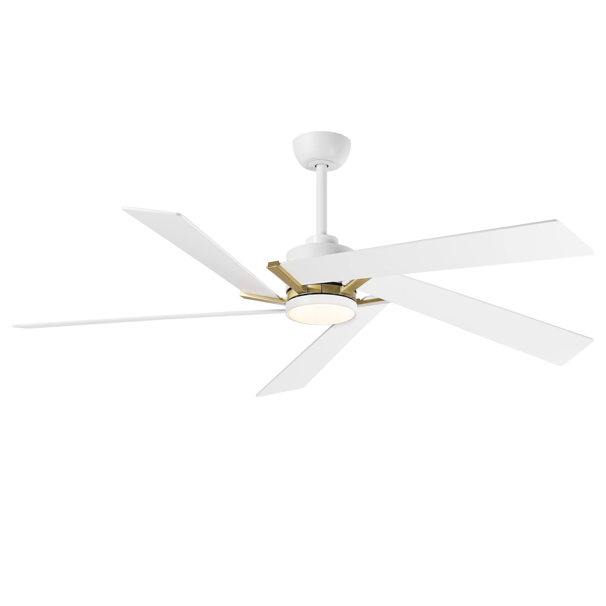 Alt View 8. Parrot Uncle - 60" Modern White LED Ceiling Fan with Remote Control and Reversible Blades - White.