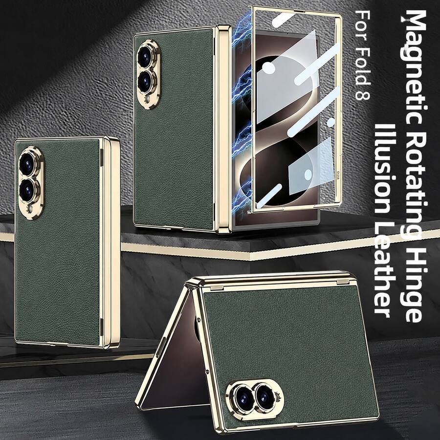 Multi Rigid Structure Dteck Shockproof Leather Texture Case for Samsung Galaxy Z Fold8, Rigid ...