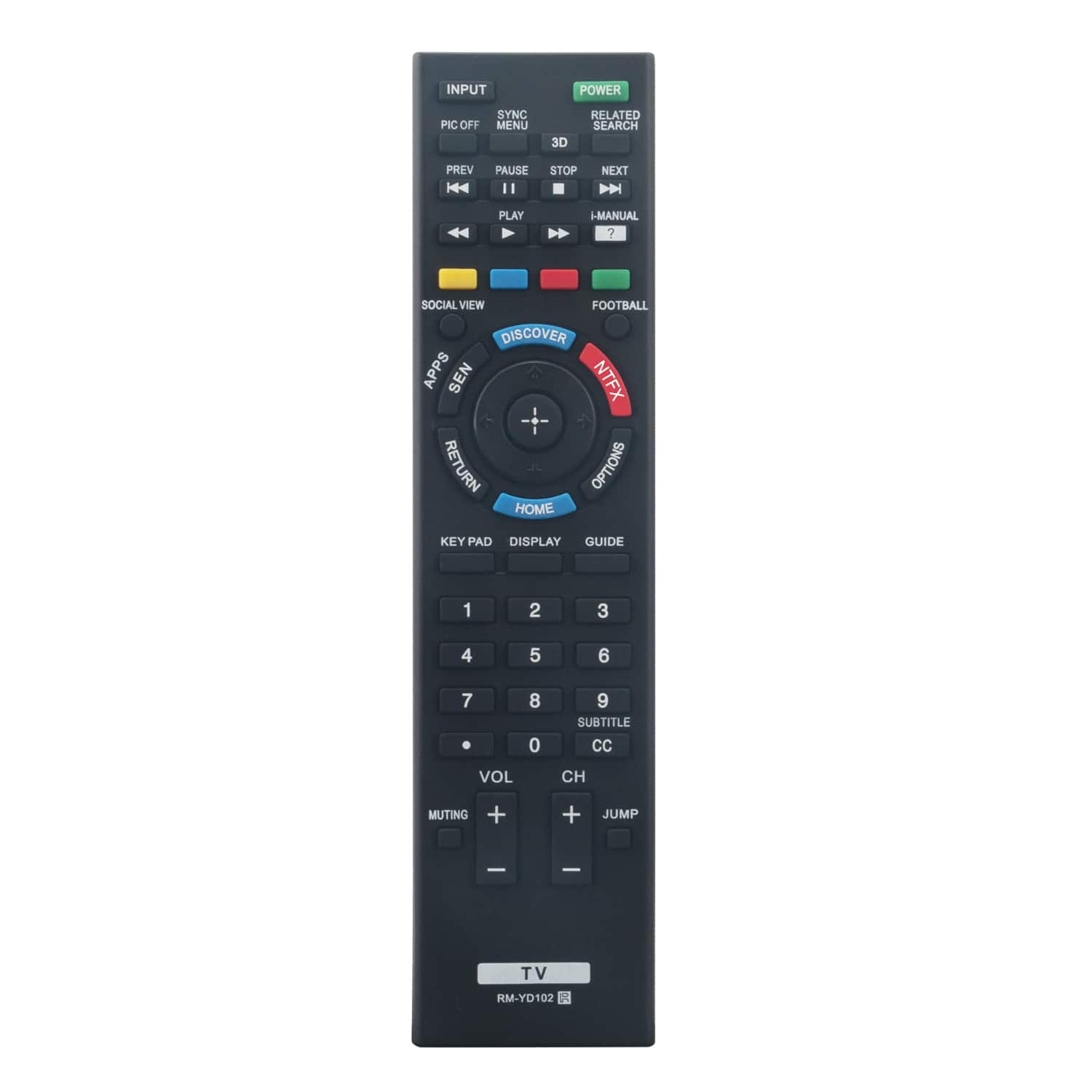 ZdalaMit - New RM-YD102 Rmyd102 Replacement Remote Control fit for Sony Bravia TV  - Black