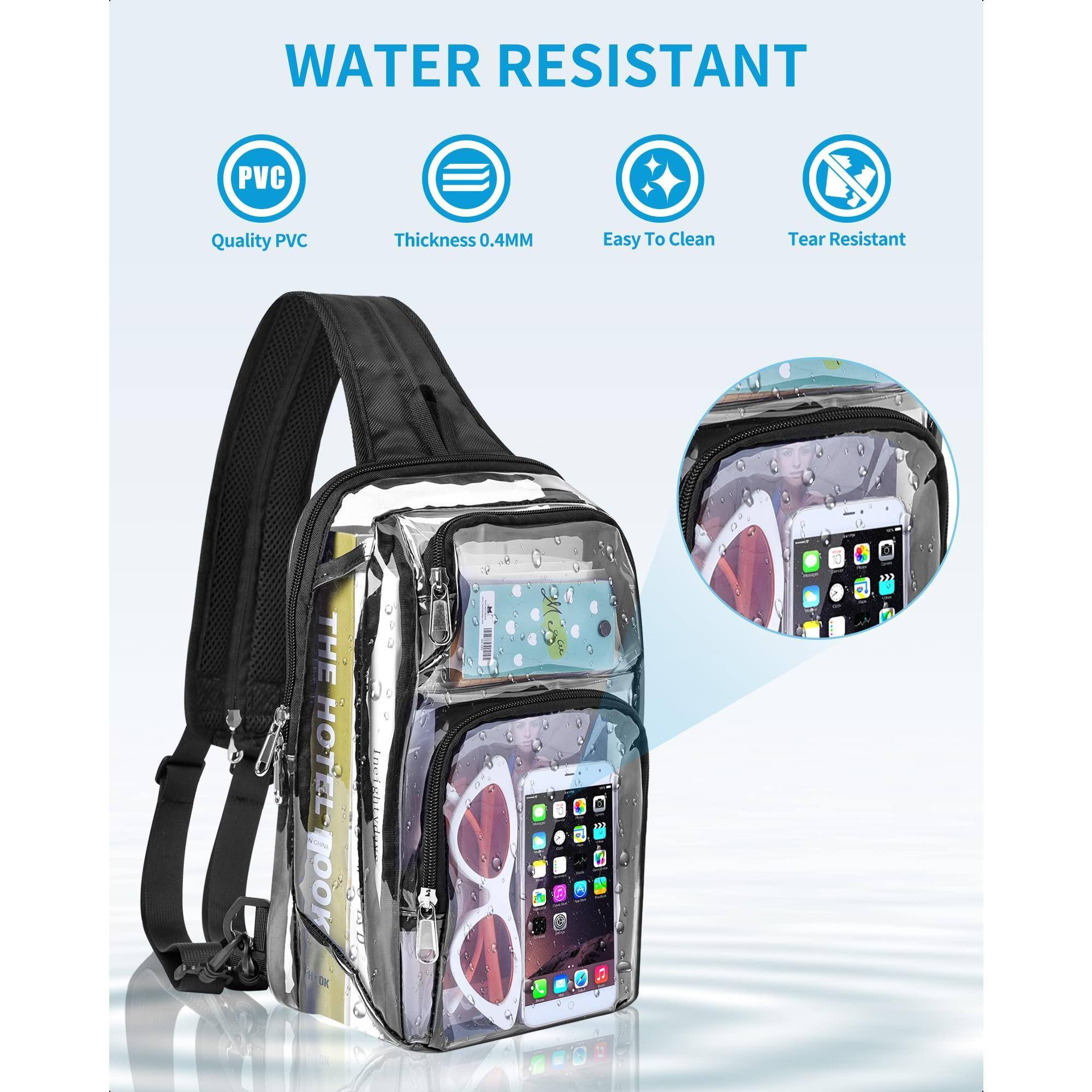 Alt View 3. Pacoar Cade - Clear Backpack Stadium Approved With Breathable Shoulder Straps  Sling Bag For Work Concert Festival - Grey.