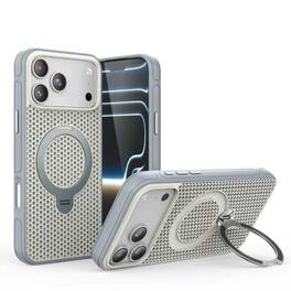 Dteck - Magnetic Case for Apple iPhone 17 Pro Max with Integrated Ring Stand, Cooling Shockproof Slim Rugged Protective Cover - Gray