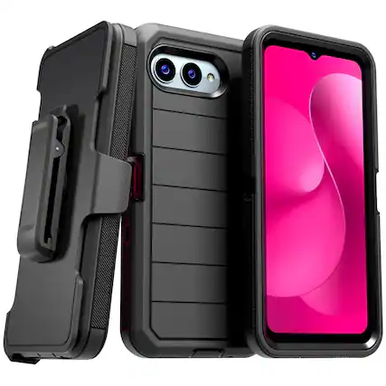 Front. RomeTech - Defender Case for T-Mobile REVVL 8 - Black - Black.