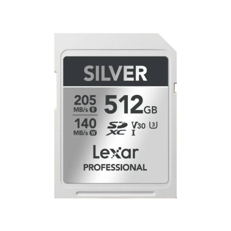 SILVER 512GB  
205 MB/s R  
140 MB/s W  
V30  
XC I  
Lexar PROFESSIONAL