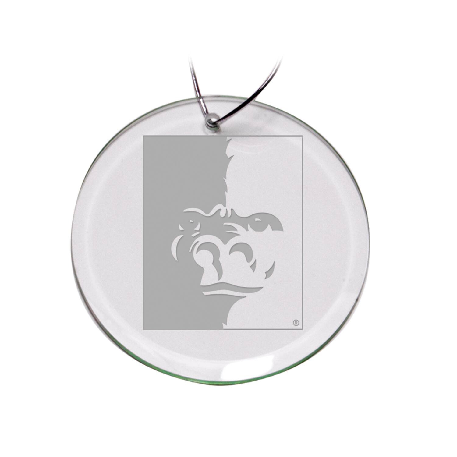 Front. Jardine - Pittsburg State Gorillas Primary Logo 3'' Round Glass Ornament - Multicolor.