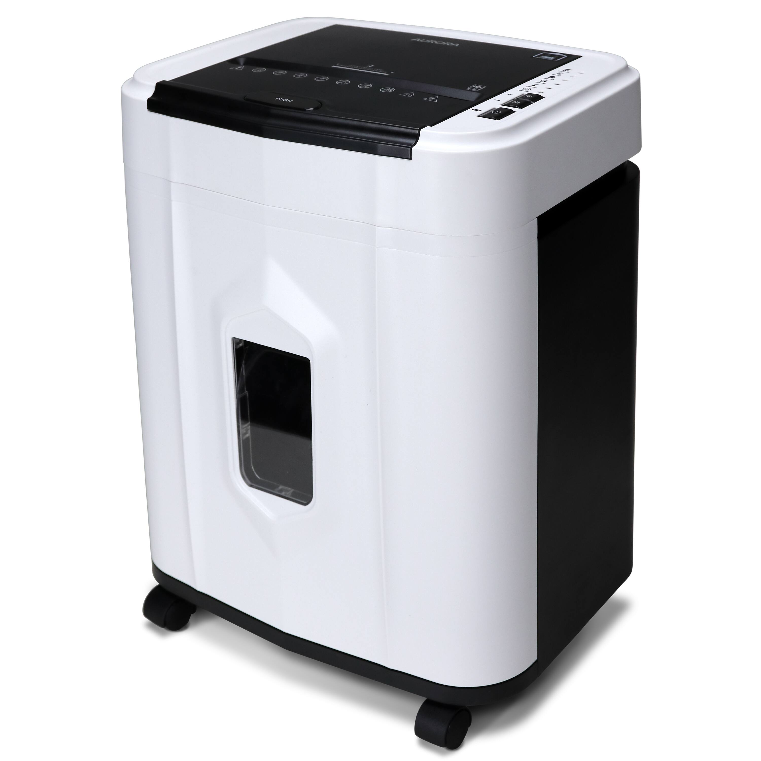 Angle. Aurora - Aurora AU120MF 120-Sheet Auto Feed Micro-Cut Paper Shredder / 5 Gallon Pullout Basket / 30 Minutes/Security Level P-4 - White.