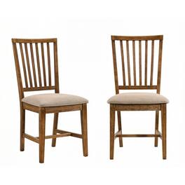 GOODSILO - Elegant High Back Dining Chair with Tan Linen Upholstery and Weathered Oak Finish, Set of 2 - Oak+Tan