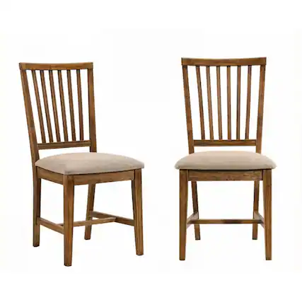 Front. GOODSILO - Elegant High Back Dining Chair with Tan Linen Upholstery and Weathered Oak Finish, Set of 2 - Oak+Tan.