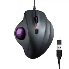 HM 1810 - Trackball Mouse Optical Vertical Rollerball Mice Silent Buttons 34mm Compatible With Macbook Laptop Compute - Wired - Purple