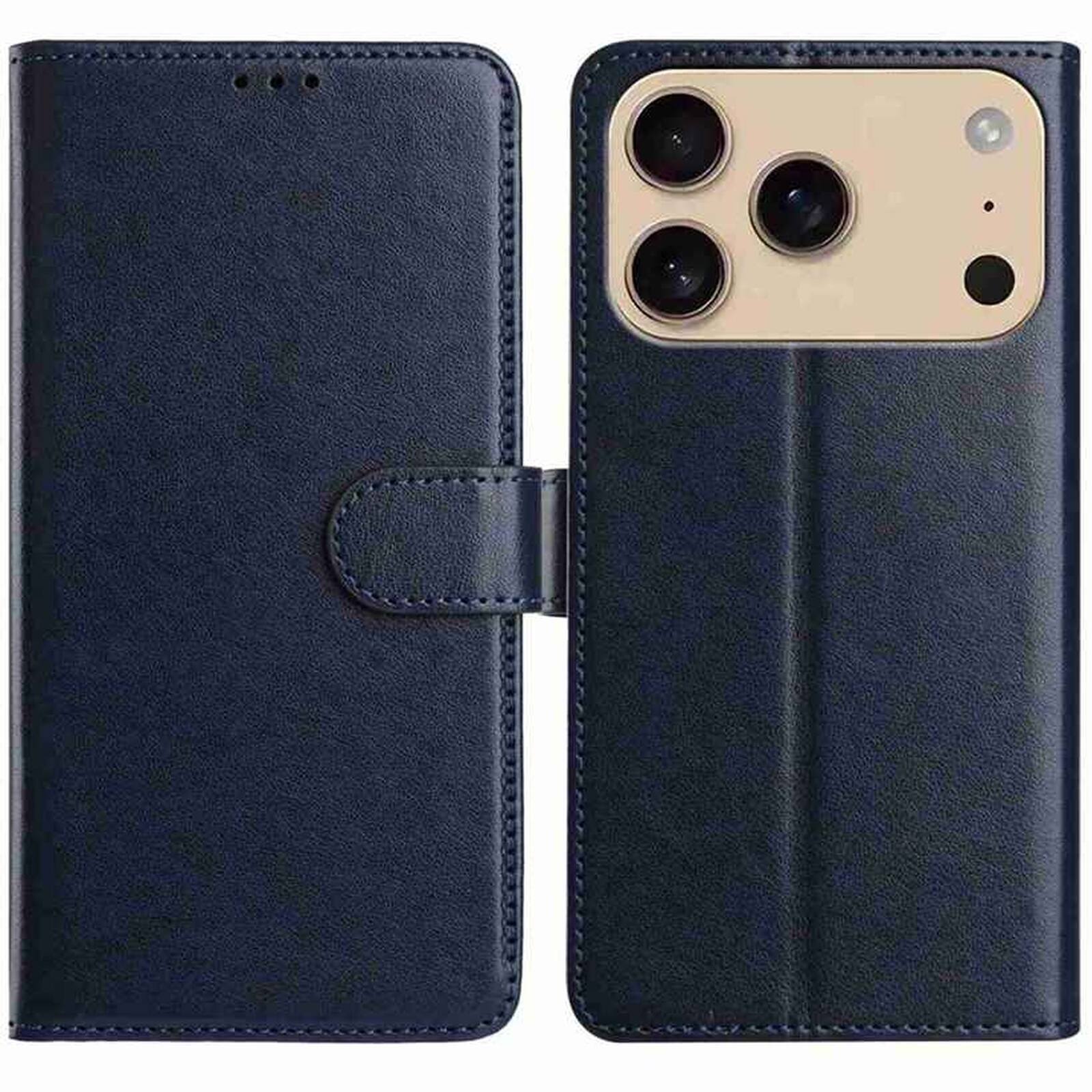 Back. Dteck - Dteck Wallet Folio Case for Apple iPhone 17 Pro Max, Shockproof Magnetic PU Leather Flip Card Slots Stand Case - Darkblue.