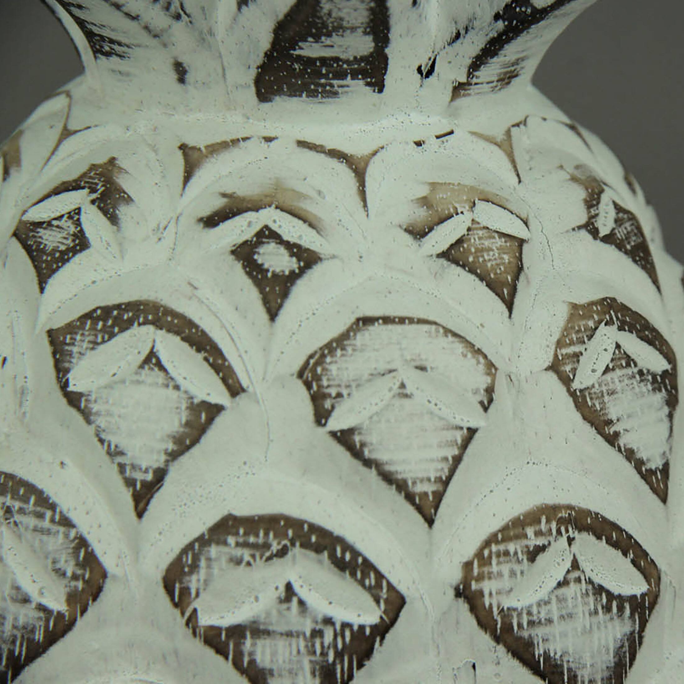 Alt View 2. Chesapeake Bay - Distressed White Carved Wood Tropical Pineapple Decor Statue - White.