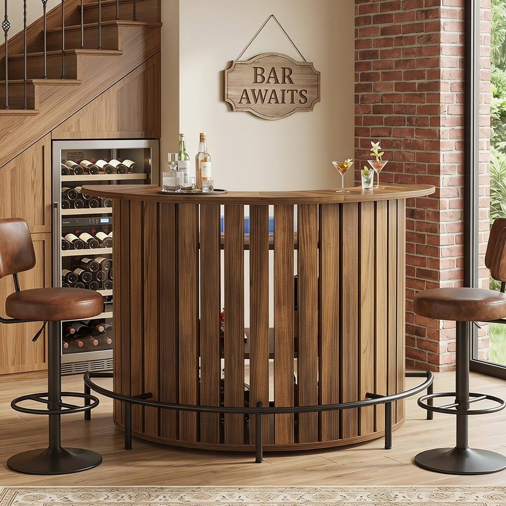 Tribesigns Bar Table with Storage, 4 Tier Arc Shaped Mini Bar Table ...