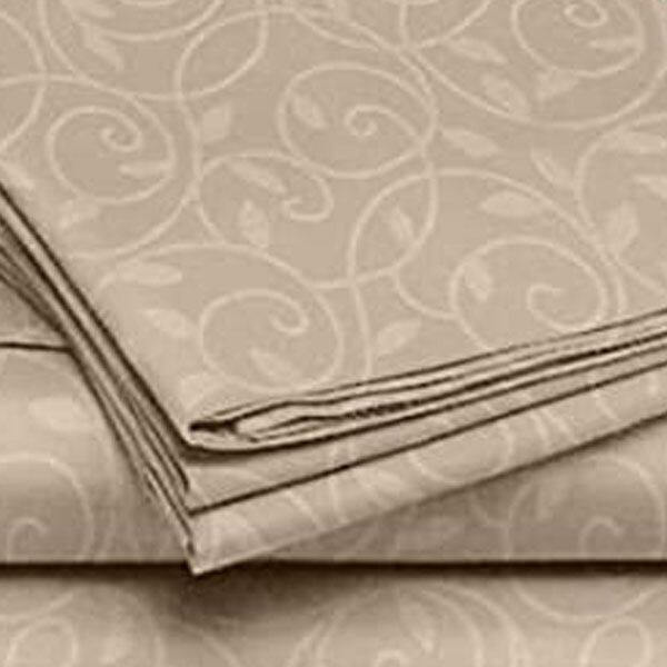 Alt View 2. Plazatex - 1800 Series Vine Embossed  Wrinkle Resistant Sheet 4pc SetTwin - Mocha - Mocha.