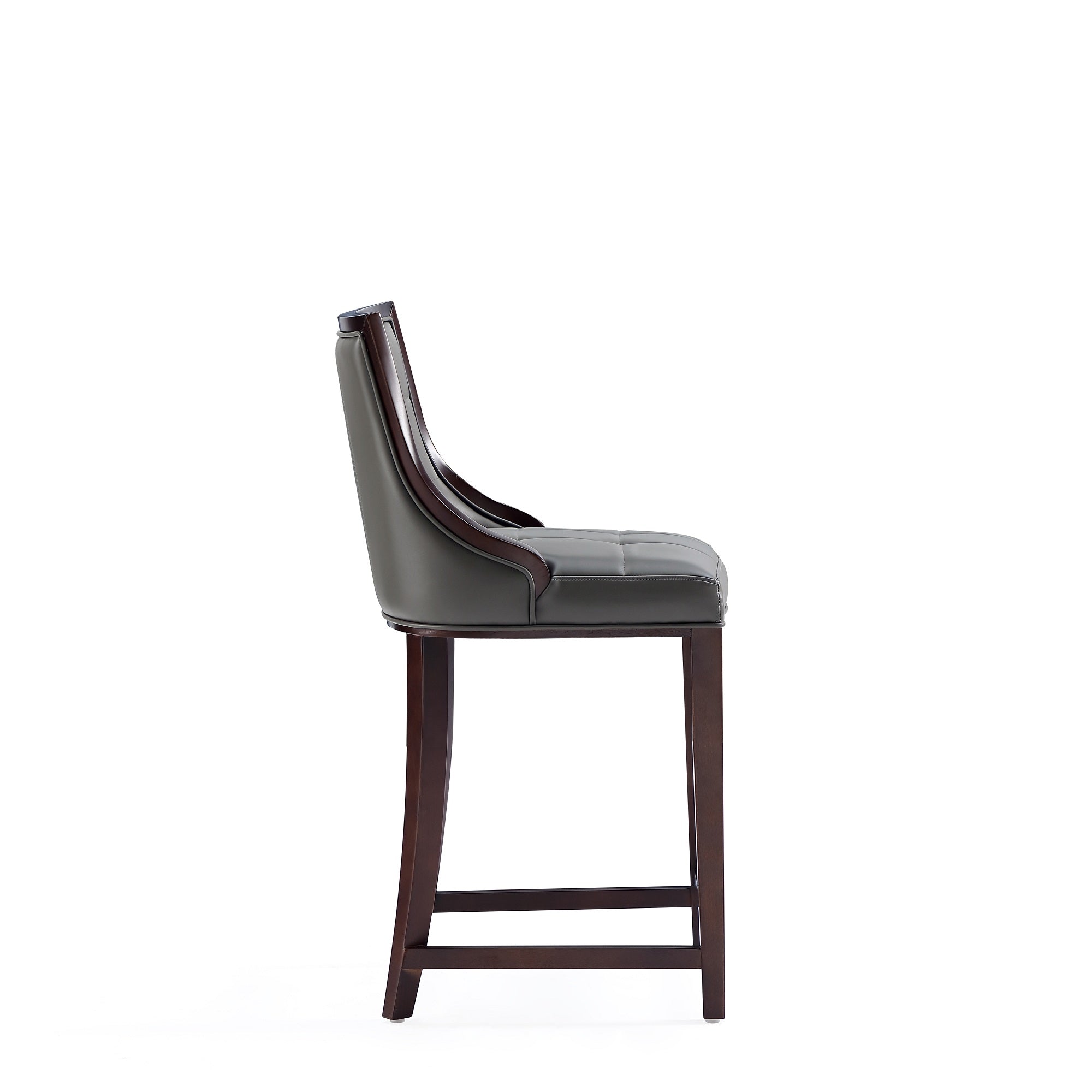 Alt View 2. Manhattan Comfort - Fifth Avenue Traditional Wood Upholstered Counter Stool - Set of 3 - Graphite.
