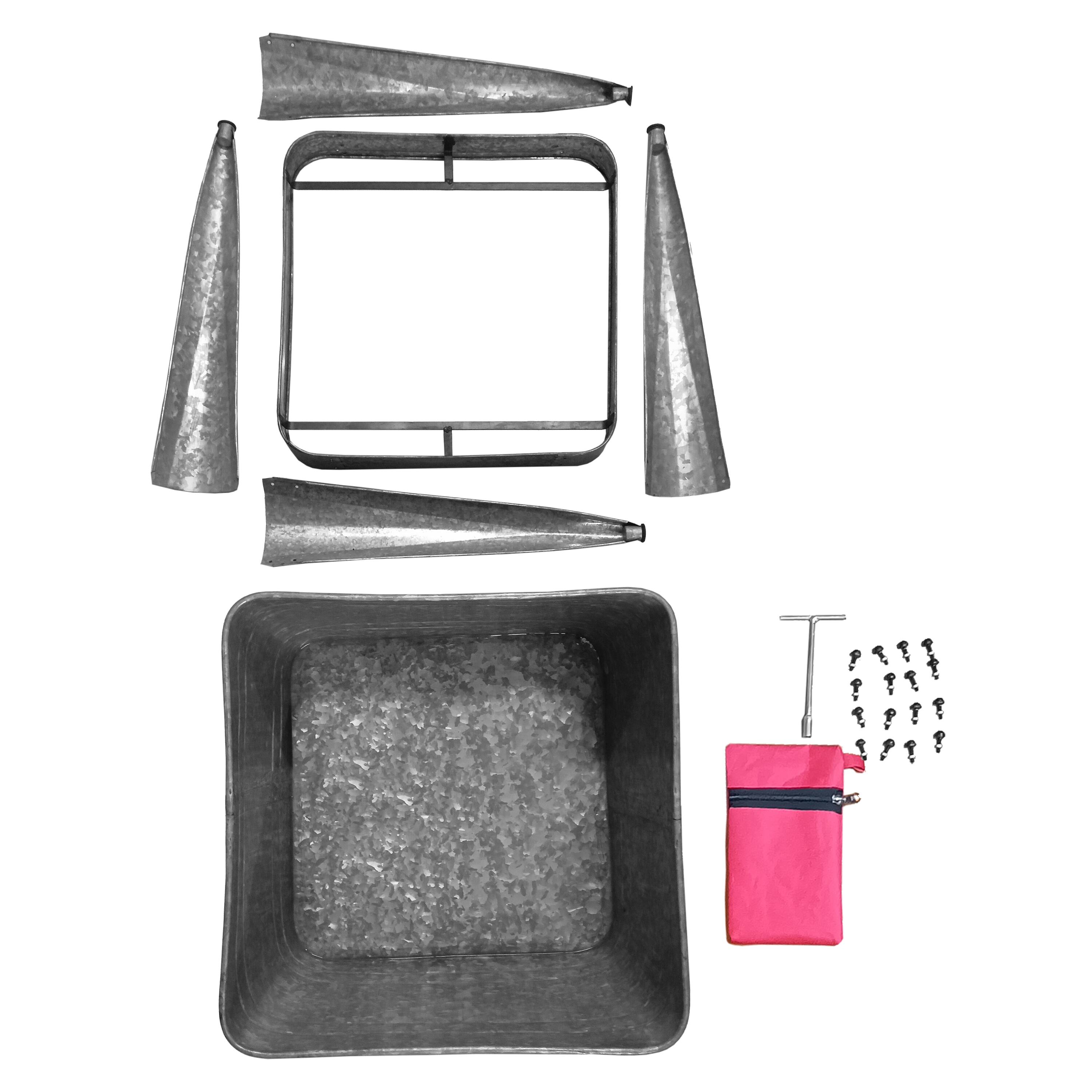 Alt View 4. Manhattan Lane - Multi Functional Galvanized Metal Tub on Stand - Gray.