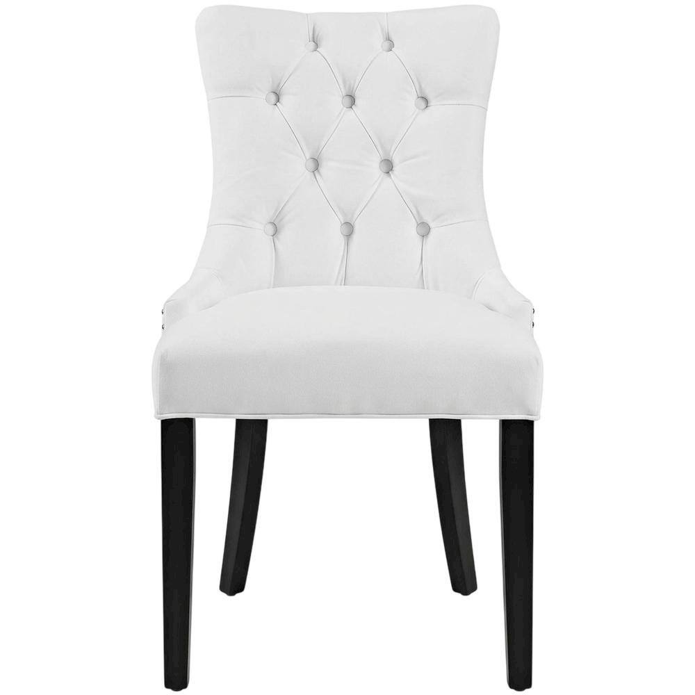 Front. FurniFact - Upholstered Dining Chair with Backrest and Comfortable Seat - White.