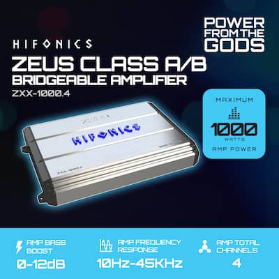 Hifonics ZXX 1000.4 1000 Watt 4 Channel Class A/B Bridgeable Car Hifonics ZXX 1000.4 1000 Watt 4 Channel Class A/B Bridgeable Car