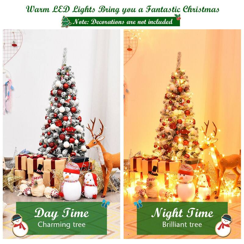 Warm LED Lights Bring you a Fantastic Christmas  
Note: Decorations are not included

Day Time  
Charming tree

Night Time  
Brilliant tree