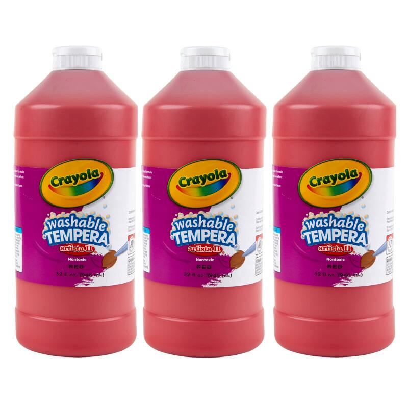 Crayola Washable Tempera Artista II Nontoxic RED 32 fl oz (1946 mL)